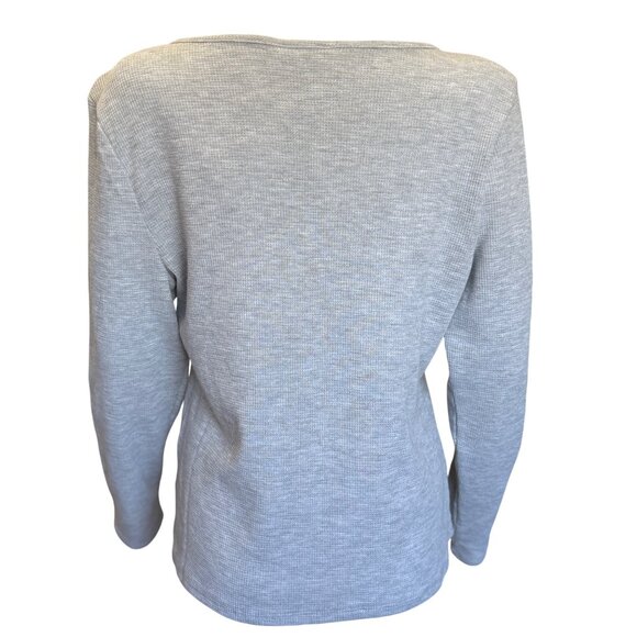 Juicy Couture Grey Long Sleeve Waffle Knit Top W/ Pink Crown Graphic Womens XL - Picture 2 of 6